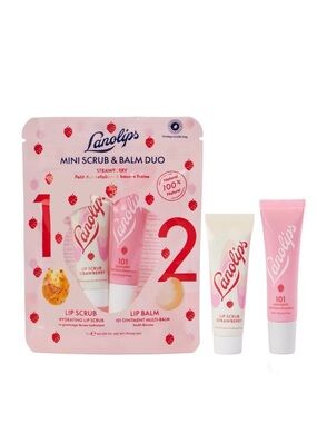 Lanolips Mini Lip Scrub and Balm Duo Strawberry 101 Ointment Hydrating Set NWT